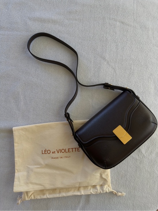 Leo Et Violette Handbags - LÉO et VIOLETTE Dark Brown Leather Crossbody Bag with Gold Accent